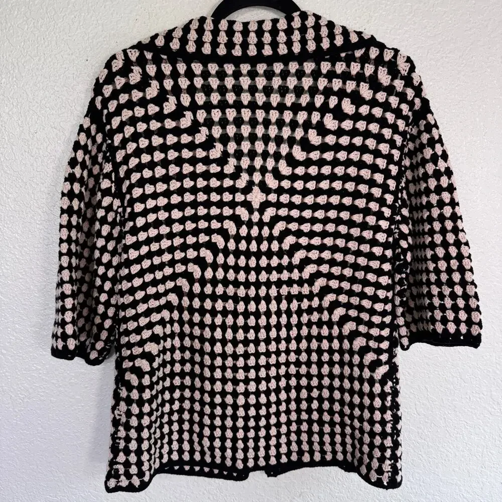 Rumored Cardigan Womens Small Crochet Knit Boho Sweater Button Front Classic